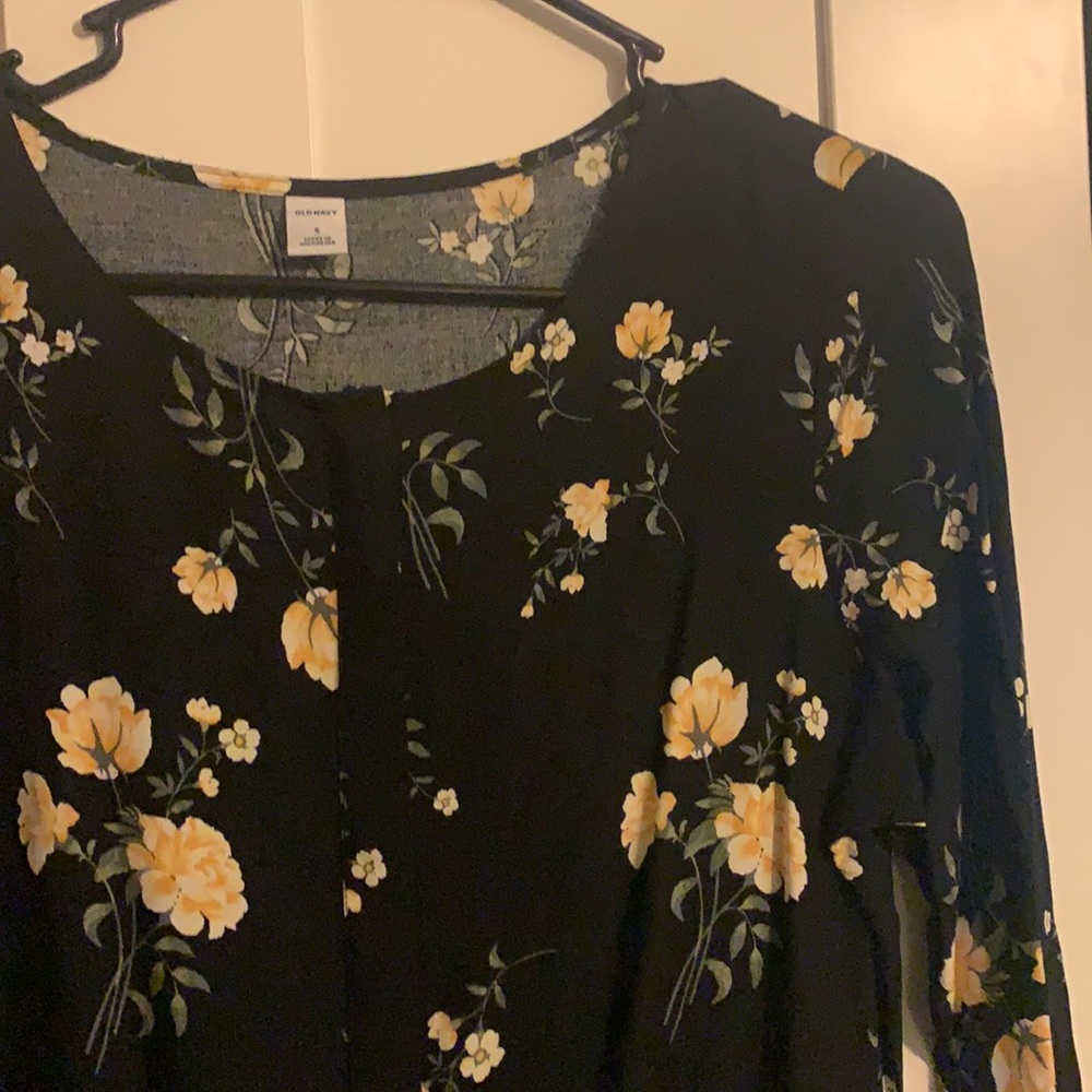 cute black and yellow floral dress.